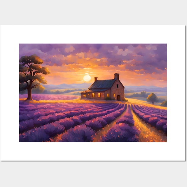 Sunset over Lavender farm Wall Art by Internal Glow